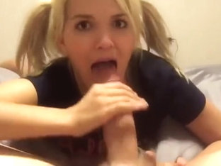 Youngster With Pigtails Sucks On A Thick Cock