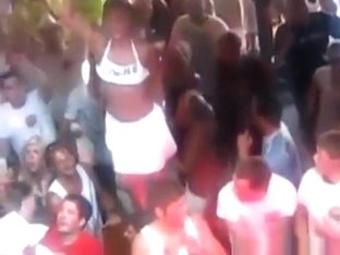German Girls Dance In Bikini On Tables In A Bar And Flash Their Tits